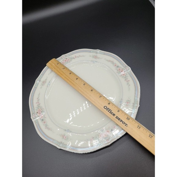 Noritake China Rothschild Pattern #7293 10" dinner plate Floral Platinum Trim - Picture 2 of 4